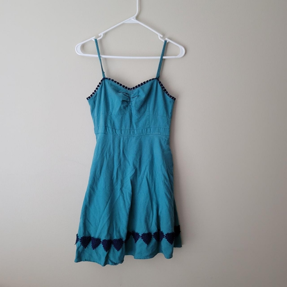Modcloth, Blue Sweetheart with Navy Hearts Dress - S - Picture 2 of 3